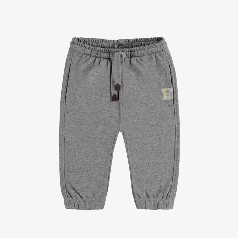 Gray pants regular fit jogger style in French terry, baby