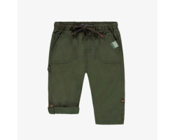 Khaki relaxed fit pants cargo style in cotton, baby