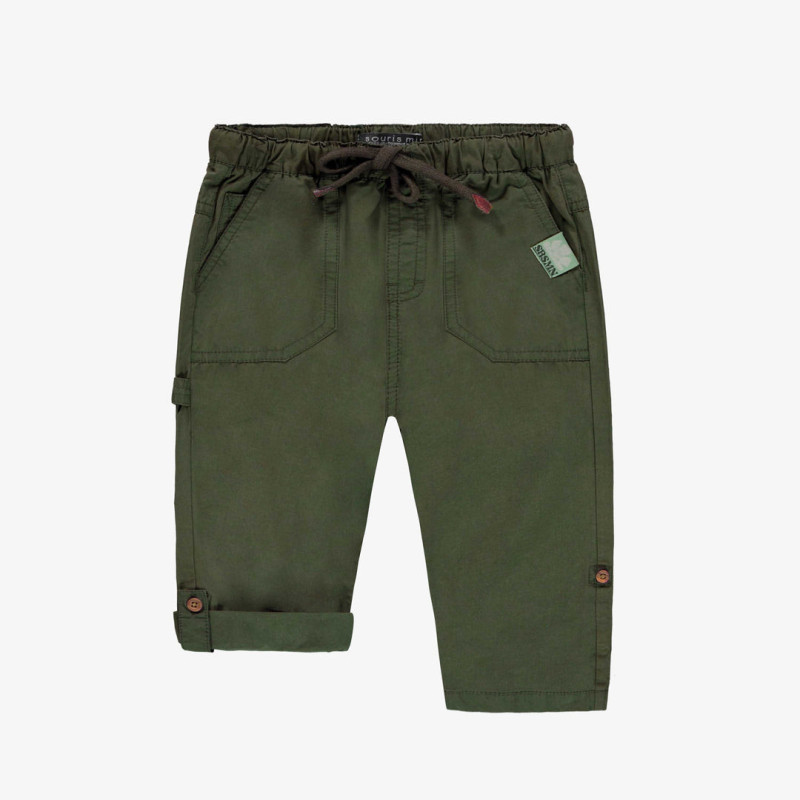 Khaki relaxed fit pants cargo style in cotton, baby