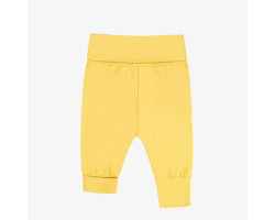 Plain yellow evolutive pants in stretch jersey, baby