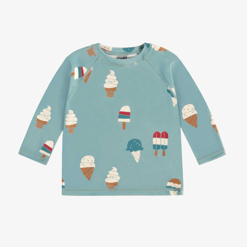 Blue long sleeves swim t-shirt with icy treat print, baby