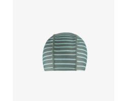 Green and cream striped bathing cap, baby