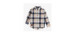 Orange and navy plaid long sleeves shirt in linen and cotton, child