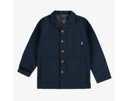Navy overshirt in linen and...