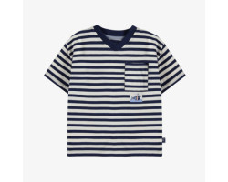 White and navy short sleeves relaxed fit T-shirt with stripes, child