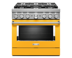 Cuisinière au Gaz de 36 po. KitchenAid 5.1 pi.cu avec 6 brûleurs en Jaune KFDC506JYP