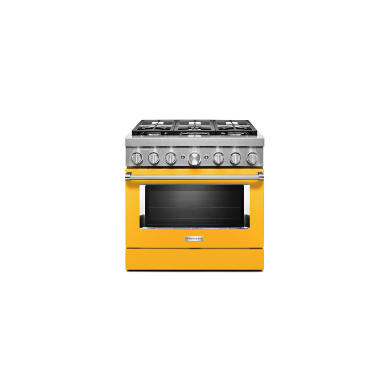 Cuisinière au Gaz de 36 po. KitchenAid 5.1 pi.cu avec 6 brûleurs en Jaune KFDC506JYP