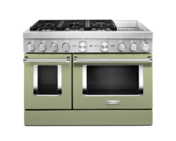 48” Gas Range. KitchenAid 4.1 cu. ft. with 6 burners in Emerald Turquoise KFDC558JAV