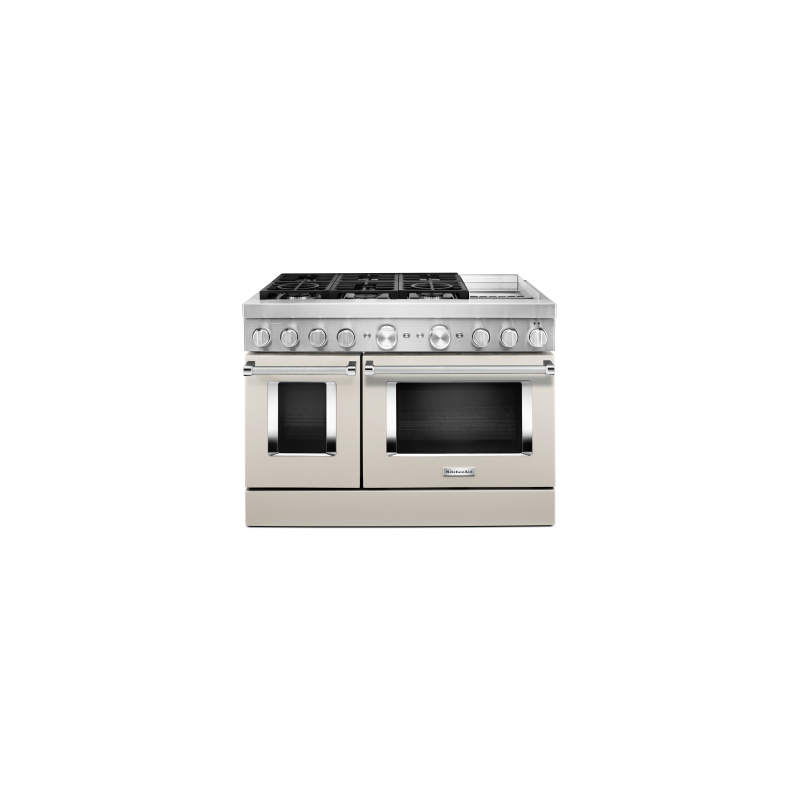 Cuisinière au Gaz de 48 po. KitchenAid 4.1 pi.cu avec 6 brûleurs en Blanc KFDC558JMH