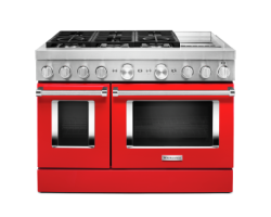 48” Gas Range. KitchenAid 4.1 cu. ft. with 6 burners in Red KFDC558JPA