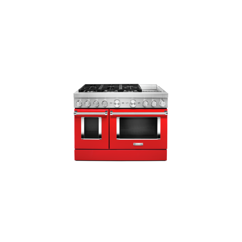 Cuisinière au Gaz de 48 po. KitchenAid 4.1 pi.cu avec 6 brûleurs en Rouge KFDC558JPA