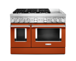 48” Gas Range. KitchenAid 4.1 cu. ft. with 6 burners in Orange KFDC558JSC