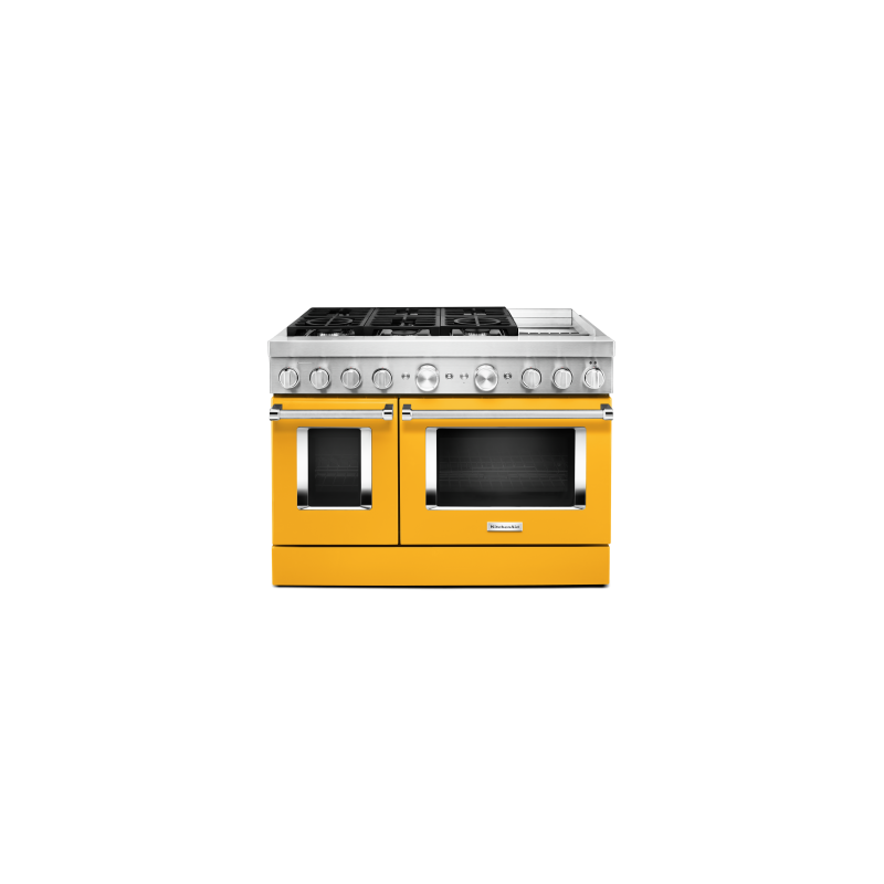 48” Gas Range. KitchenAid 4.1 cu. ft. with 6 burners in Yellow KFDC558JYP