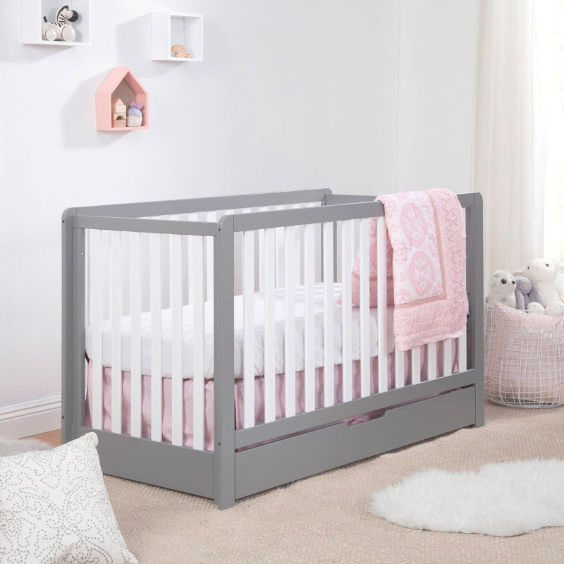 Colby 4-in-1 Convertible Sleeper with Pull-Out Drawer - Gray / White