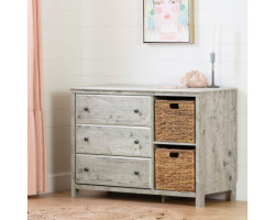 Cotton Candy 3 Drawer Desk with Storage Baskets - Seaside Pine