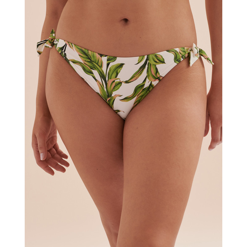 TURQUOISE COUTURE Bas de bikini noué aux hanches Jungle Leaves
