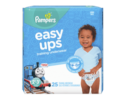 PAMPERS Easy Ups sous-vêtements d'entraînement pour garçons, taille 4, 2T-3T, 25 unités