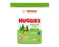 HUGGIES Natural Care lingettes pour bébés pour peau sensible, non parfumées, 184 unités