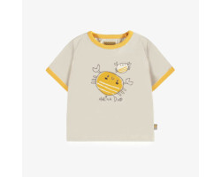 Cream short sleeves t-shirt with crabs in jersey, baby