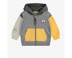 Regular vest with yellow and gray color block in French terry, baby