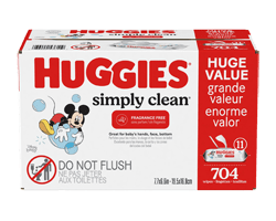 HUGGIES Simply Clean lingettes pour bébés, non parfumées, 704 unités