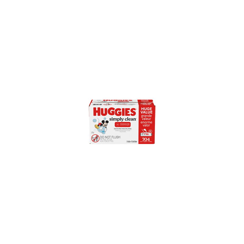 HUGGIES Simply Clean lingettes pour bébés, non parfumées, 704 unités