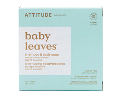 ATTITUDE Baby leaves bar shampoing et savon corps, Douce amande, 85 g