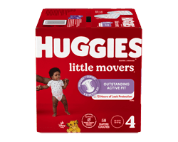 HUGGIES Little Movers couches pour bébés, taille 4, 58 unités