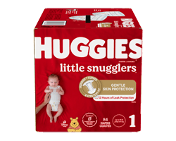 HUGGIES Little Snugglers couches pour bébés, taille 1, 84 unités