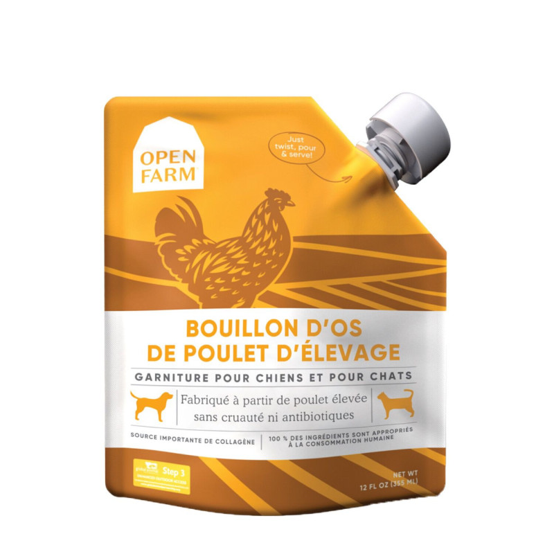 Open Farm Bouillon d'os de poulet fermier pour chi…