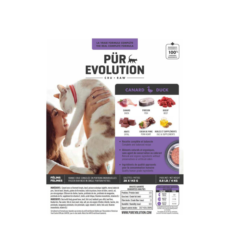 Pür Evolution Nourriture crue pour chats, canard