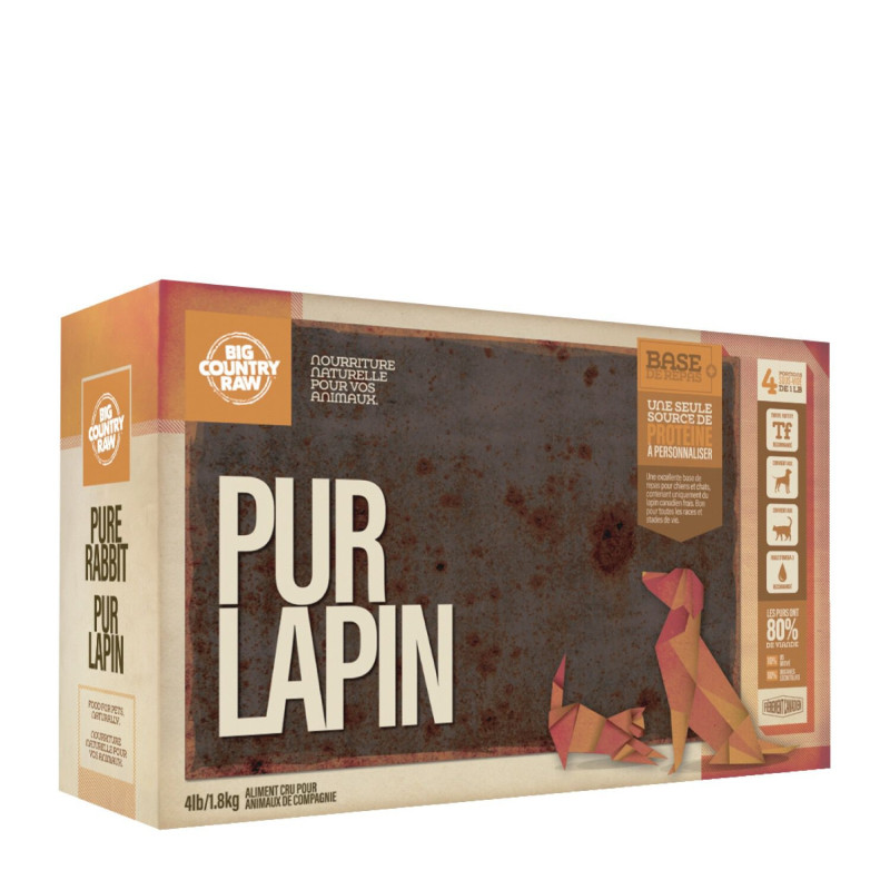 Big Country Raw Nourriture crue repas pur lapin, 1,8 kg