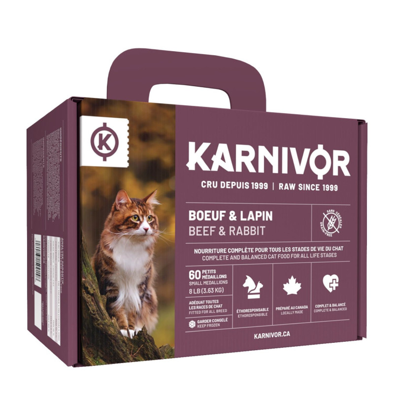 Karnivor Nourriture crue au bœuf et lapin, 8 lb