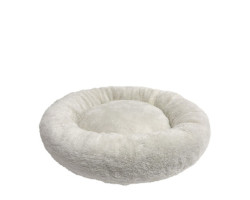 Round Plush Pet Bed, White