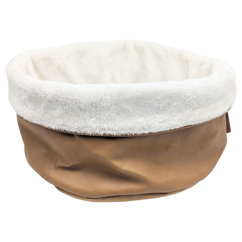 Faux Leather Basket, Pecan