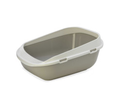 Gray litter box with rim...