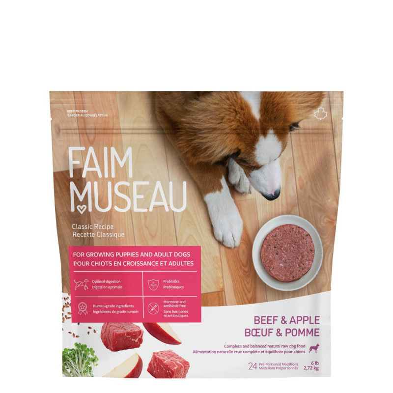 Raw dog food, beef and apple…