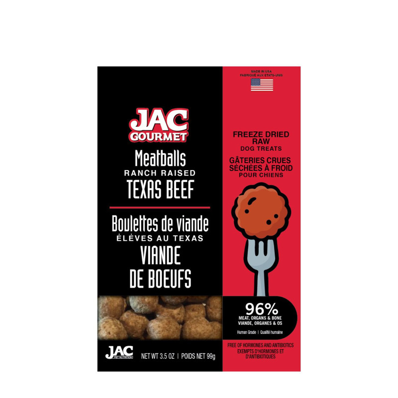 Jac Pet Nutrition Boulettes de viande de boeuf crues lyoph…