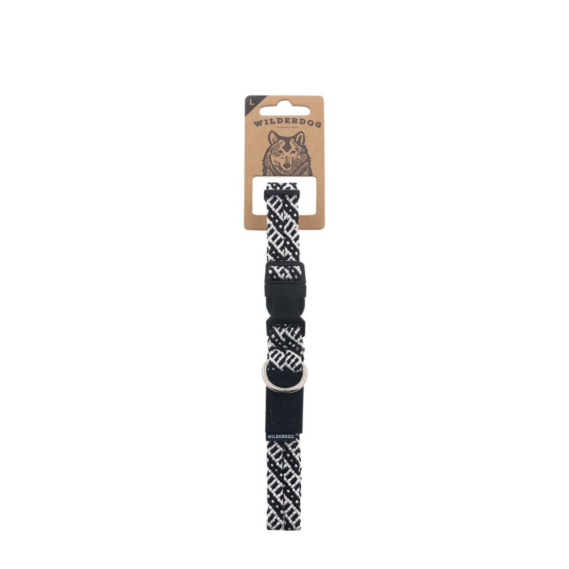 Wilderdog Collier en corde lisse noir et blanc, G