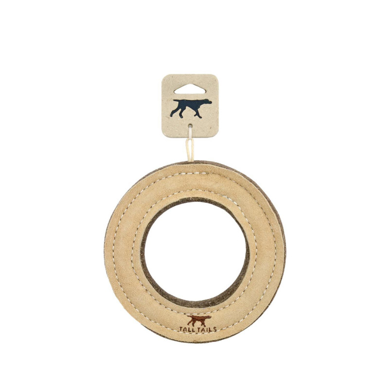 Natural leather ring toy for dogs