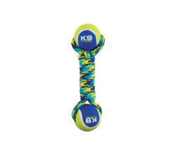 Dumbbell toy with two tennis balls