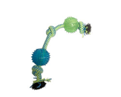 Dental toy with knotted rope with ball…