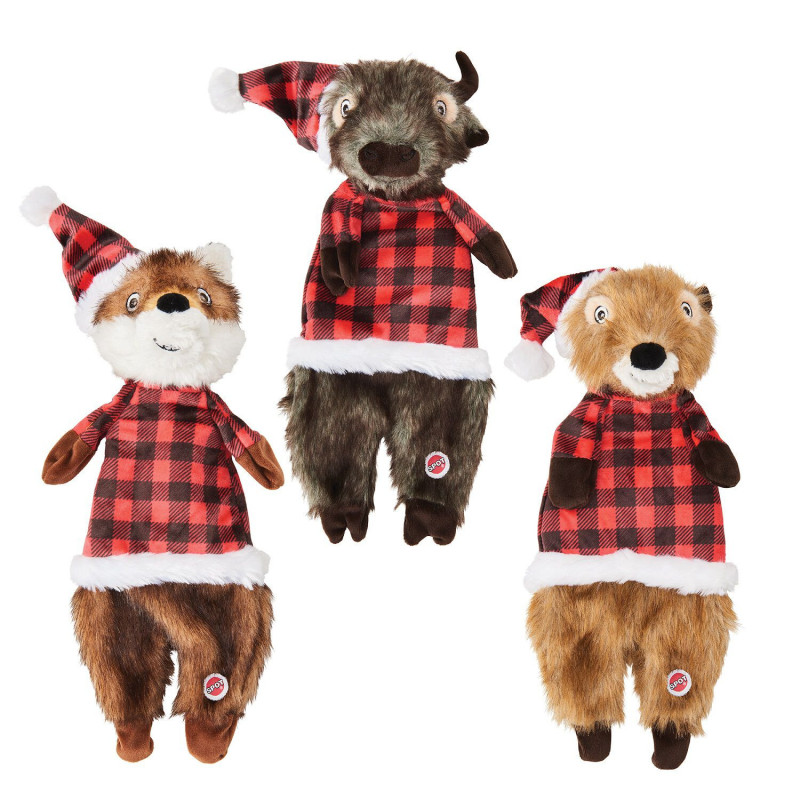 “Holiday Plaid Furzz” toy for dogs…