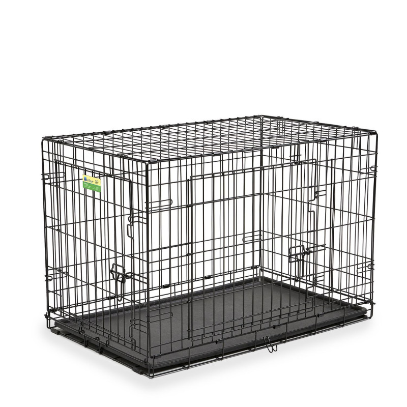 Two-door folding dog crate