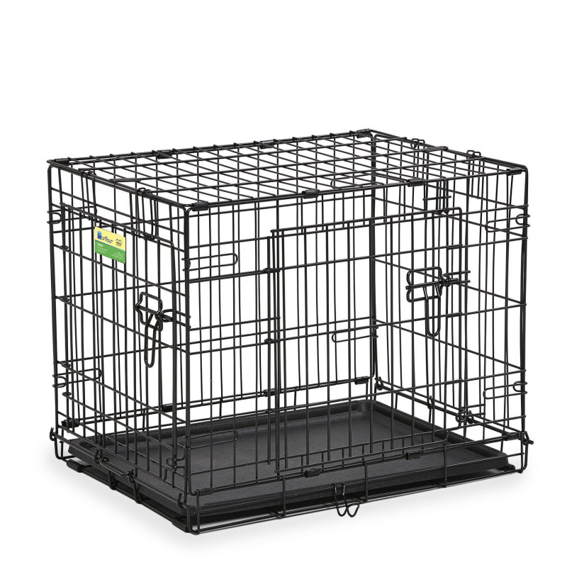 Two-door folding dog crate