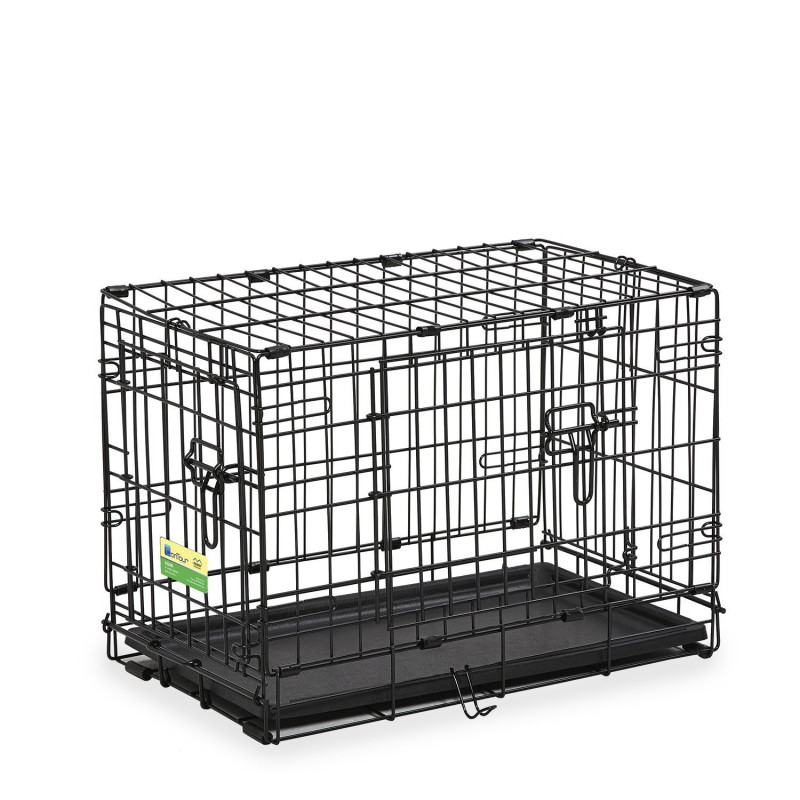 Two-door folding dog crate