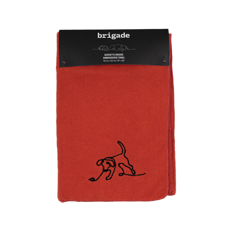 Brigade Confort Serviette en microfibre brodée, rouge