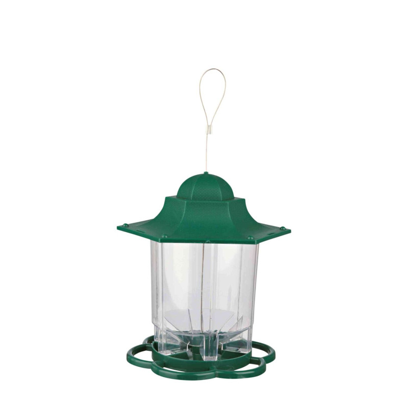 Green lantern-shaped bird feeder