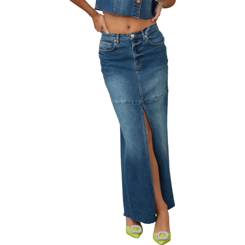 Lola Jeans Jupe longue à taille haute Madlyn - Femme