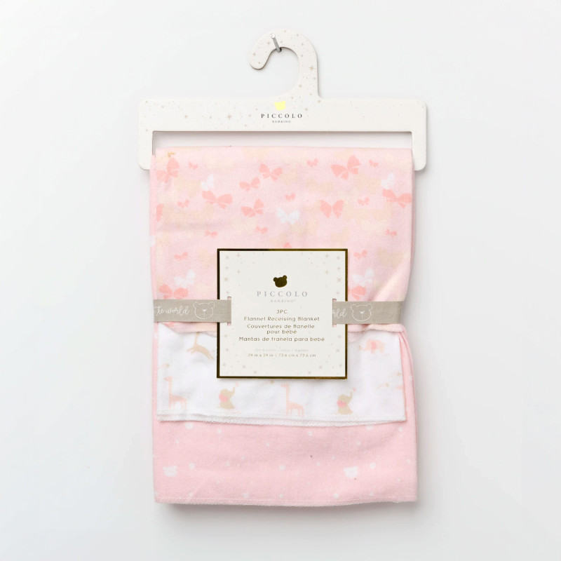 Piccolo Bambino Ensemble Couverture Flannelle (3) - Rose